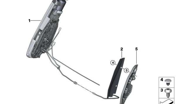 Regulador lateral del ancho del respaldo OEM 52108058225 para BMW F87, F80, F82. Original BMW.