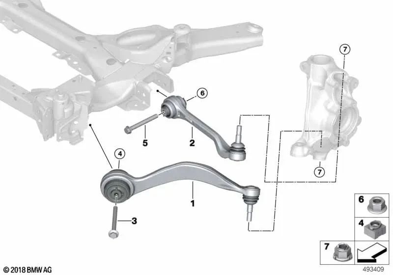 Rechte vordere Achsgurt für BMW F30, F32, F34, F36 (OEM 31106895244). Original BMW