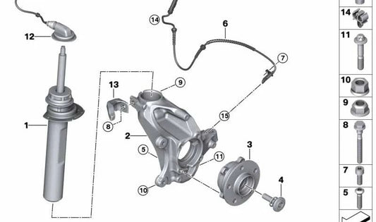 Amortiguador delantero derecho para BMW Serie 2 F46, F46N (OEM 37106857198). Original BMW