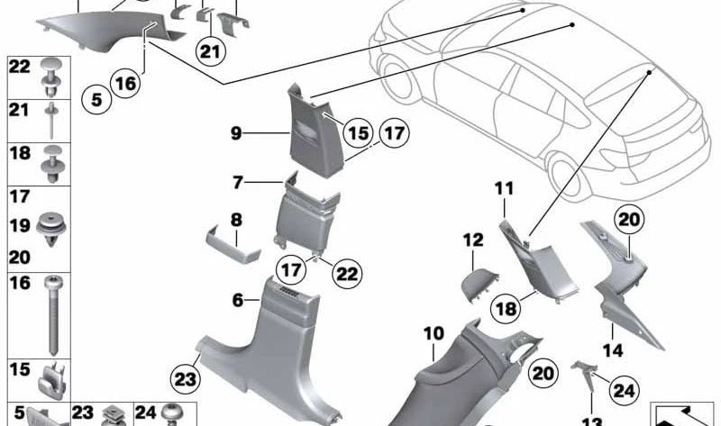 Cubierta Altavoz izquierda para BMW Serie 5 F07 (OEM 51477237985). Original BMW.