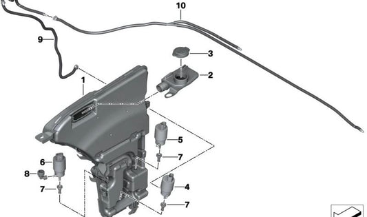 Windshield Washer Water Pump OEM 61355A128A1 for BMW (Compatible Models: 1 Series (F20, F21), 2 Series (F22, F23, F45, F46), 3 Series (F30, F31, F34, G20), 4 Series (F32, F33, F36), 5 Series (F10, F11, G30, G31), 6 Series (F06, F12, F13, G32), 7 Series