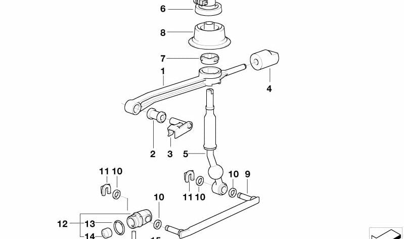 Kurzer Schaltarm für BMW 3er E46 (OEM 25117508252). Original BMW