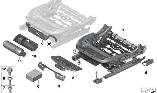 Tapón de cobertura del carril del asiento trasero izquierdo para BMW Serie 8 G14, G15, X3 F97, G01, G08, X4 F98, G02 (OEM 52107415075). Original BMW.