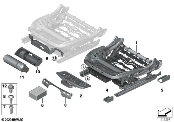 Tapa cubre carril del asiento trasero derecho para BMW Serie 8 G14, G15, X3 F97, G01, G08, X4 F98, G02 (OEM 52107415076). Original BMW