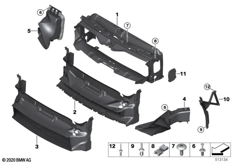 Radiator air guide offset (left) for BMW 4 Series F32N, F36N (OEM 51747290613). Original BMW