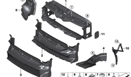 Condotto d'aria destro per BMW 4 F32 Series, F33, F36 (OEM 51747294822). BMW originale