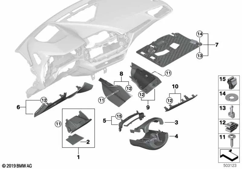 Revestimiento del espacio para los pies del pasajero para BMW F40, F44 (OEM 51456823295). Original BMW.