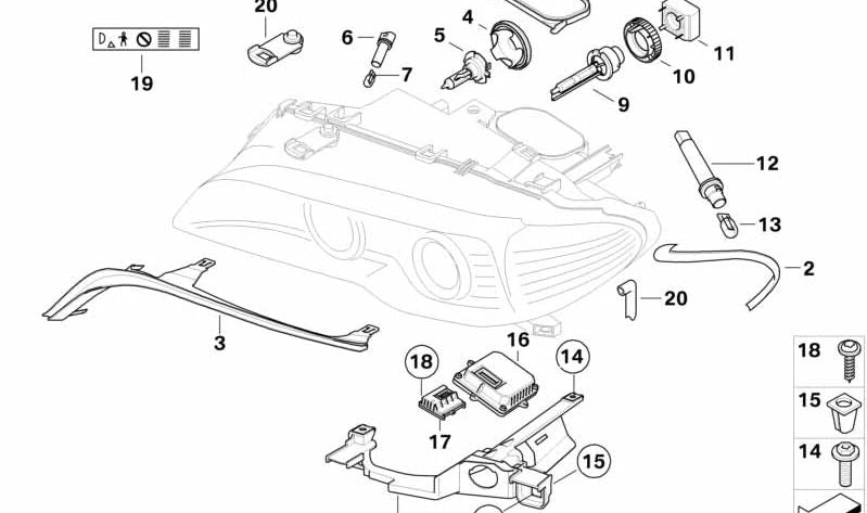 Anillo de sujeción para lámpara de luz de xenón para BMW E46, E63, E64, E83, R50, R52, R53 (OEM 63126934755). Original BMW