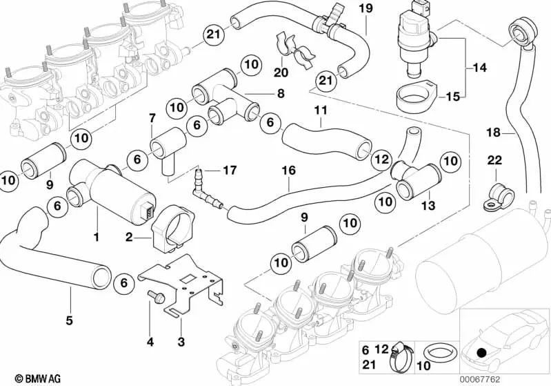 Soporte para la válvula de ventilación del tanque para BMW Serie 3 E36, Serie 5 E39, Serie 7 E38, Serie 8 E31, Z8 E52 (OEM 13901740461). Original BMW