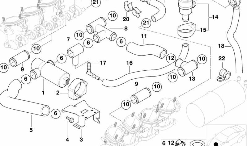 Manguera Moldeada para BMW E39, E52 (OEM 13417831480). Original BMW