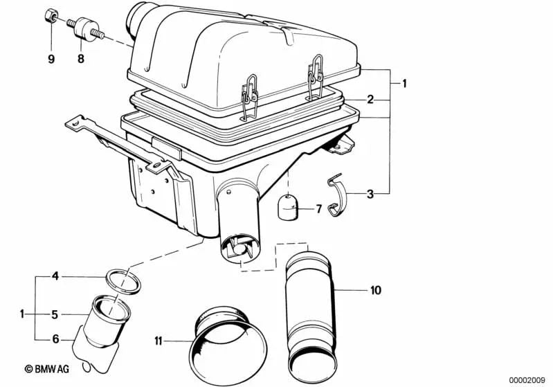 Intake pipe for BMW 5 Series E28, 6 Series E24, 7 Series E23 (OEM 13711287327). Original BMW