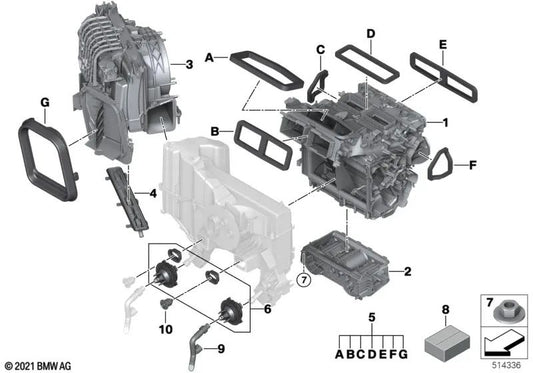 Carcasa de soplador para BMW i, I20 (OEM 64115A05C25). Original BMW