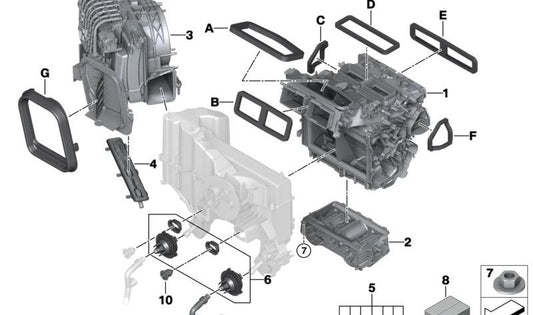 Carcasa de distribución inferior para BMW i I20 (OEM 64115A05C27). Original BMW