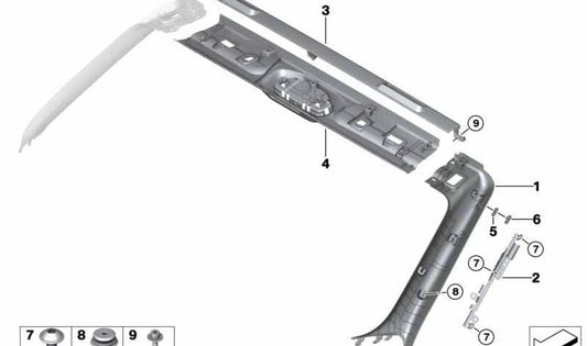 Embellecedor inferior del parabrisas para BMW G29 (OEM 51467480366). Original BMW