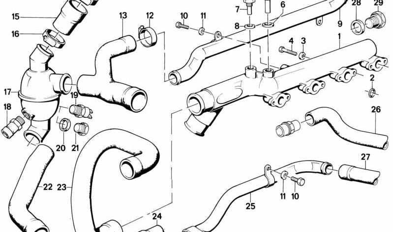 Tubo de agua para BMW Serie 3 E30 (OEM 11531309670). Original BMW