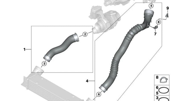 Tubería de aire de admisión OEM 11617802752 para BMW E81, E82, E87, E88, E90, E91. Original BMW.