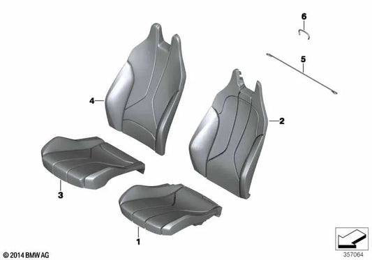 Cubierta de asiento BMW de tela/cuero, lado derecho para modelos I12, I12N (OEM 52107368530). Original BMW