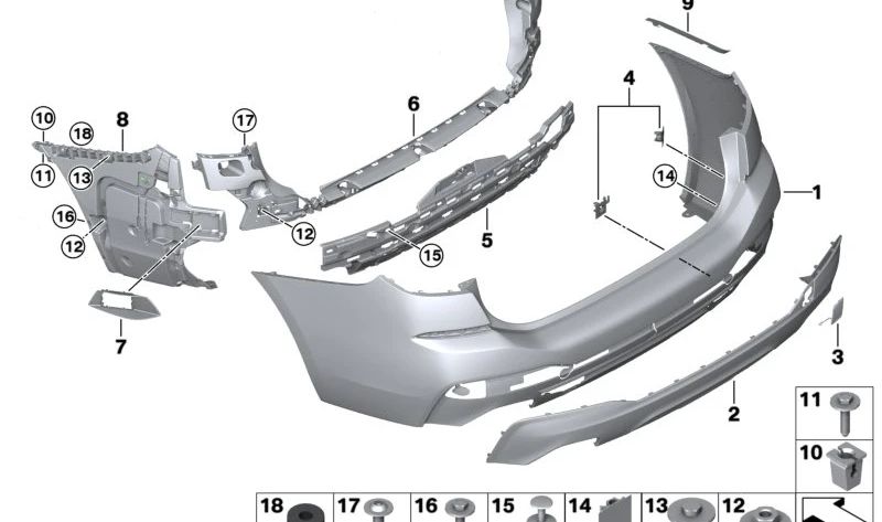 Embudo absorvedor izquierdo para BMW G32N (OEM 51128080773). Original BMW