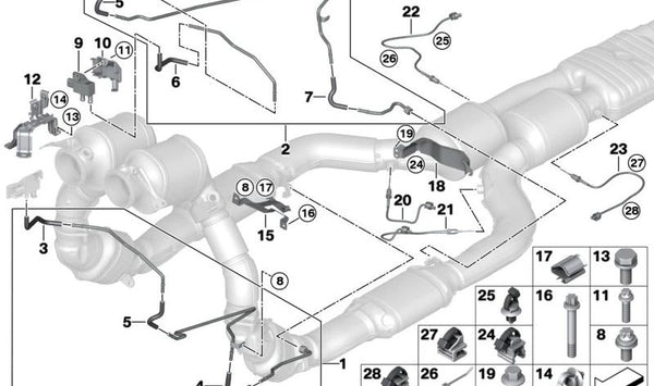 Tubo de forma para BMW X5 F95N, G05N, X6 F96N, G06N, X7 G07N, XM G09 (OEM 18305A460E1). Original BMW