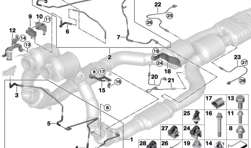 Sensor de Diferencial de Presión para BMW Serie 1 F20N, F21N, F40, F52, Serie 2 F22, F23, F44, F45, F46, G42, Serie 3 F30, F31, F34, G20, G21, G28, Serie 4 F32, F33, F36, G22, G23, G26, Serie 5 F10N, F11N, G30, G31, G38, G90, Serie 6 G32, Serie 7 G11, G12