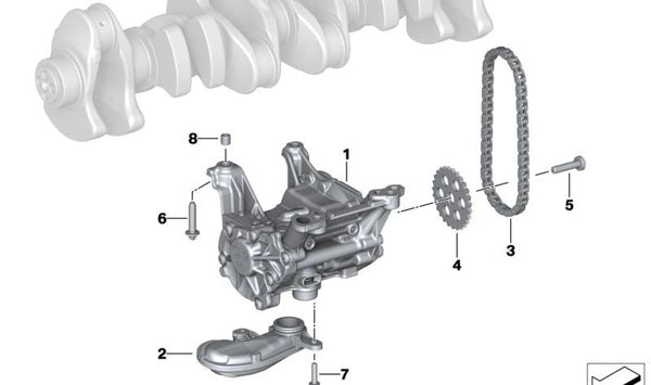 Bomba de aceite OEM 11419895359 para BMW G42, G20, G21, G22, G23, G26, G30, G31, G32, G11, G12, G01, G02, G29. Original BMW.