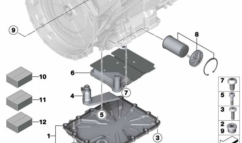 Tornillo de cabeza plana para BMW E82, E88, F87, F90, E90, E92, E93, F80, F82, F83, F10, F06, F12, F13, E89 (OEM 28107842829). Original BMW