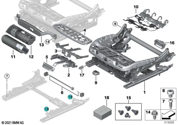 Sitzrahmen eléctrico derecho para BMW G05, G06, G07 (OEM 52107459216). Original BMW