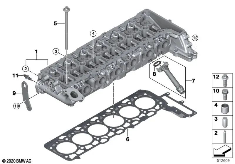 Junta de la culata para BMW G20, G20N, G21, G21N, G22, G23, G26, G30N, G31N, G32N, G11N, G12N, G14, G15, G16, G01, G01N, G02, G02N, G05, G06, G07 (OEM 11128598507). Original BMW