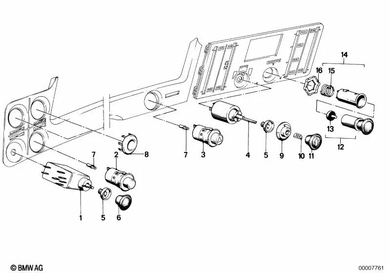 Interruptor de luces de emergencia para BMW Serie 3 E21 (OEM 61311356584). Original BMW