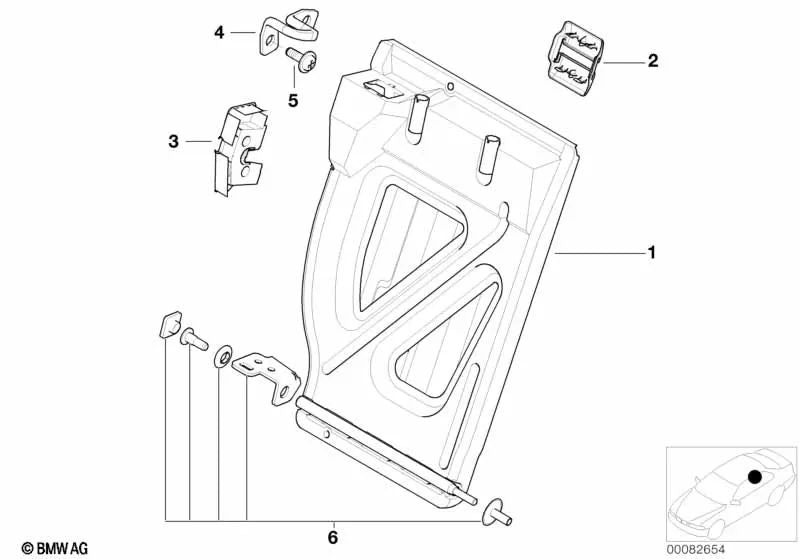 Mounting kit for BMW 3 Series E46 (OEM 52208267042). Original BMW