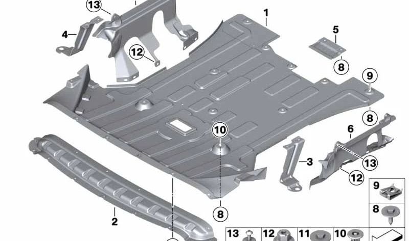 Pantalla del compartimento del motor para BMW F25, F26 (OEM 51757213662). Original BMW