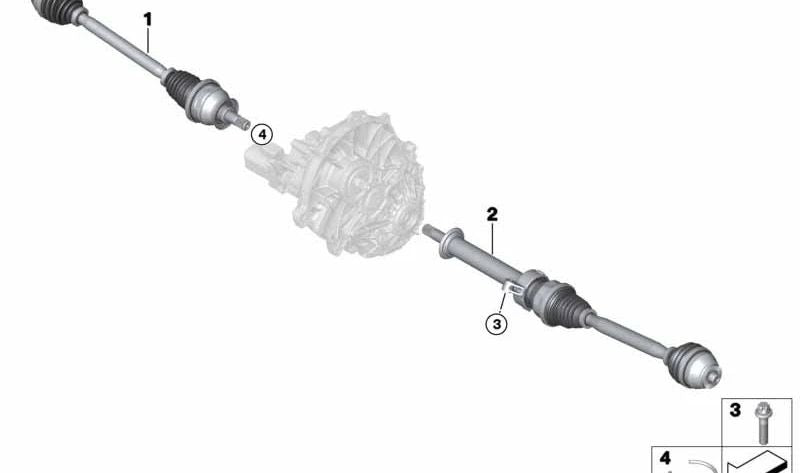 Eje de transmisión delantero derecho para BMW I12, I15 (OEM 31608611322). Original BMW