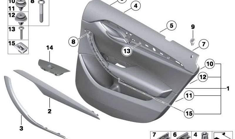 Embellecedor de puerta en aluminio cepillado izquierdo OEM 51412991391 para BMW E84 (X1). Original BMW.