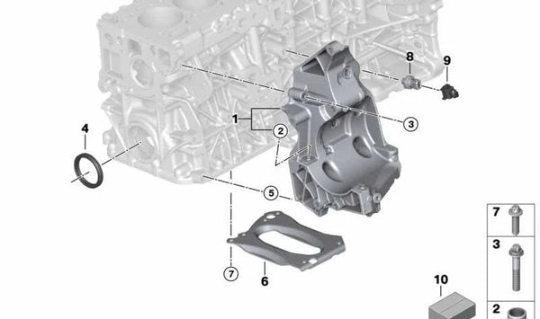 Soporte del motor (Aggregateträger) OEM 11167802639 para BMW E81, E82, E87, E88, E90, E91, E92, E93, E60, E61, F07, F10, F11, F01, F02, E84, E83, E70, E71. Original BMW.