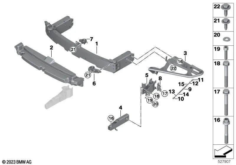 Soporte de guía de aire izquierda para BMW Serie 3 G20, G20N, G80, G81, Serie 4 G82, G83 (OEM 51647457051). Original BMW.