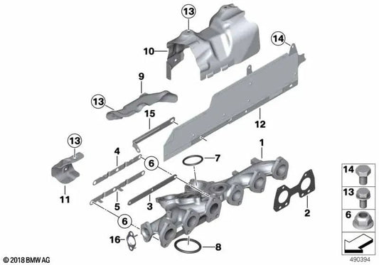 Heat shield for BMW F10, F11, G30N, G31N, F01N, F02N, E70N, F15, E71, F16 (OEM 11128511646). Original BMW.