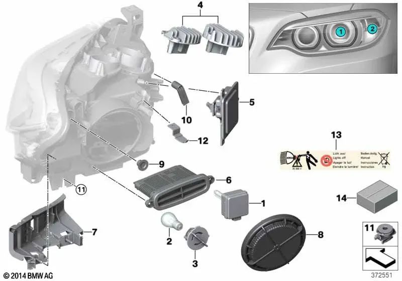 Módulo de control de faros para BMW F22, F23, F87 (OEM 63117363090). Original BMW