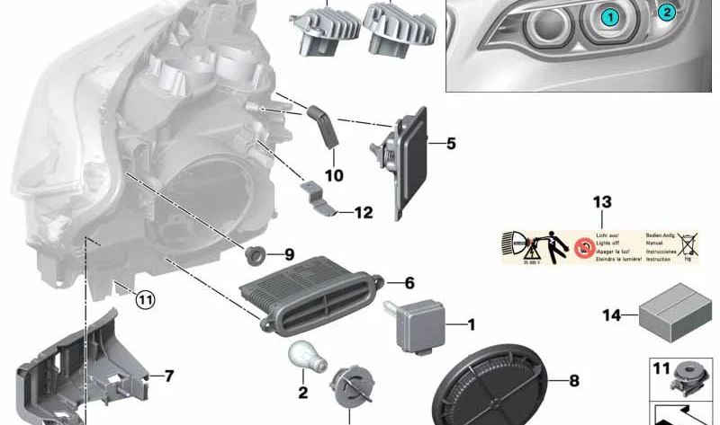 Módulo del Conductor del Faro para BMW Serie 2 F22, F23, F87 (OEM 63117363091). Original BMW