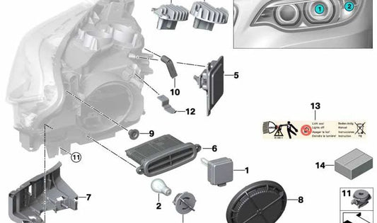 Módulo del Conductor del Faro para BMW Serie 2 F22, F23, F87 (OEM 63117363091). Original BMW