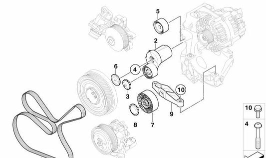 Correa trapezoidal acanalada para BMW E81, E82, E87, E88. Repuesto original BMW. . Original BMW