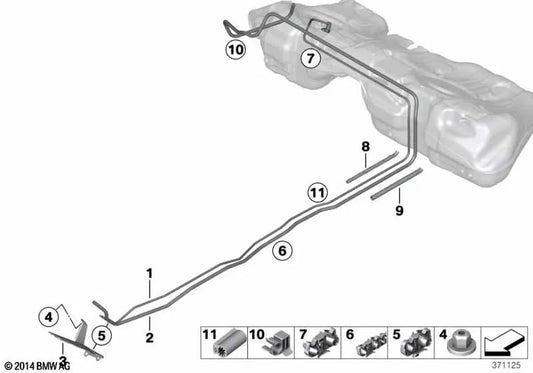 Conducto de aire de enjuague para BMW Serie 3 F30, F31, F80 y Serie 4 F32, F33, F36, F82 (OEM 16127244739). Original BMW