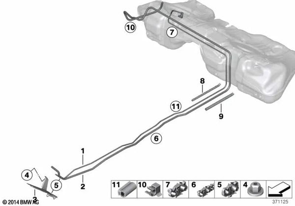 Cubierta de protección para BMW Serie 3 F30, F31, F34, F80, Serie 4 F32, F33, F36, F82, F83 (OEM 16127318361). Original BMW.