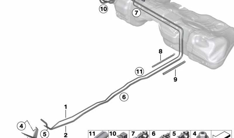 Tubería de alimentación de combustible OEM 16127244751 para BMW F20, F21, F22, F23, F87. Original BMW.