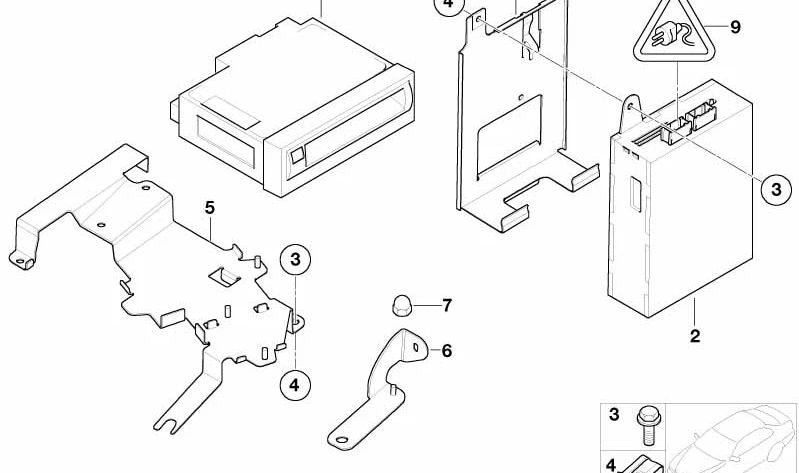 Soporte del Módulo de Video para BMW E46 (OEM 65508380224). Original BMW