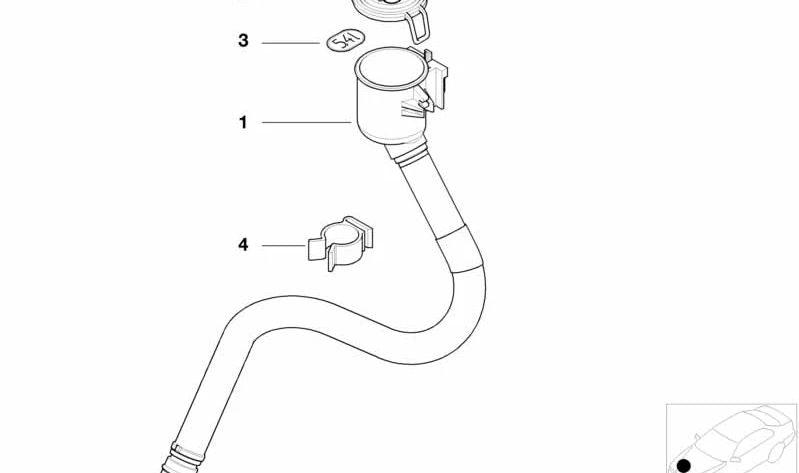 Füllungskanal zum Waschen der Kaution für die BMW 3 E46 -Serie (OEM 61677892704). Original BMW