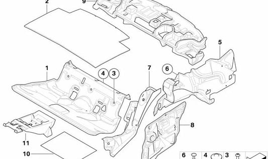 Deckenschalldämmung für BMW E81, E82, E90, E91, E92, E84 (OEM 51487260530). Original BMW