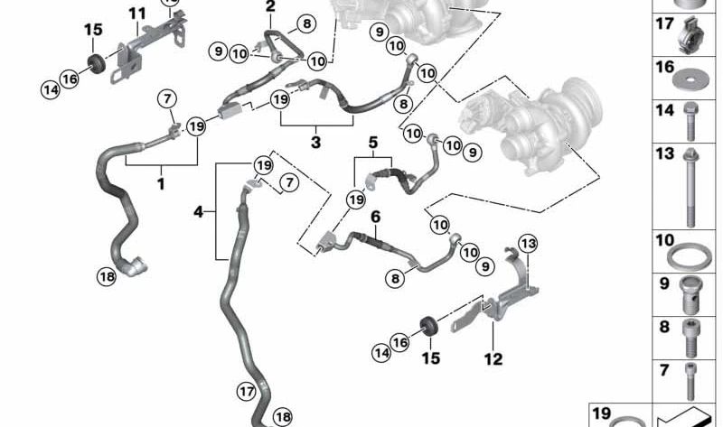 Conducción de Refrigerante para BMW G30 Serie 5, G11, G12 Serie 7 (OEM 11539896892). Original BMW