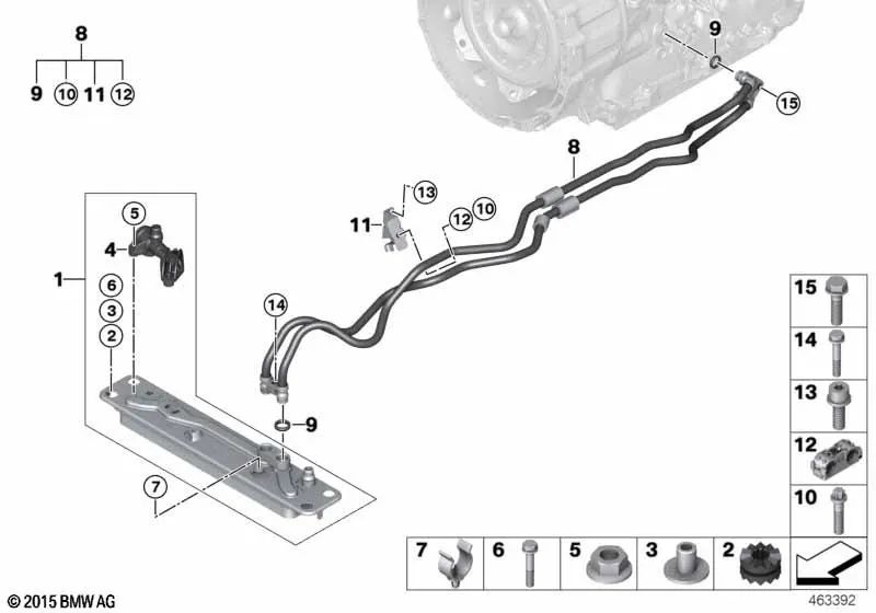 Intercambiador de calor para BMW X5 E70N, F15, X6 E71, F16 (OEM 17217647315). Original BMW