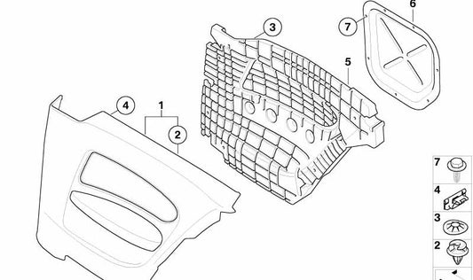 Panneau de tissu arrière droit OEM 51432996258 pour BMW E82. BMW d'origine.