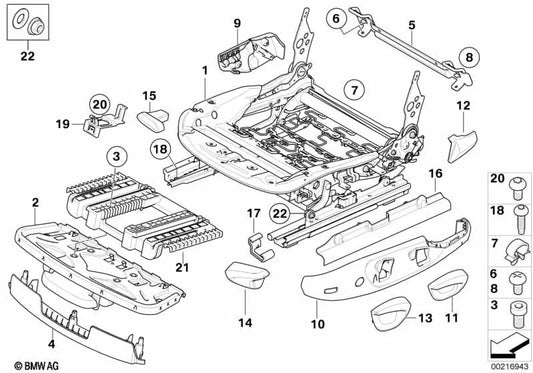 Tapa embellecedora del extremo del cinturón izquierda para BMW Serie 3 E92, E92N (OEM 52106978887). Original BMW.